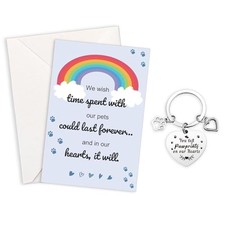 Pet Sympathy Card with Memorial Keychain, Bereavement Gifts for Loss of Dog Cat