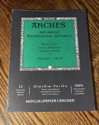 Arches 9x12” Paper Pad 140 lb pound Cold Press Block