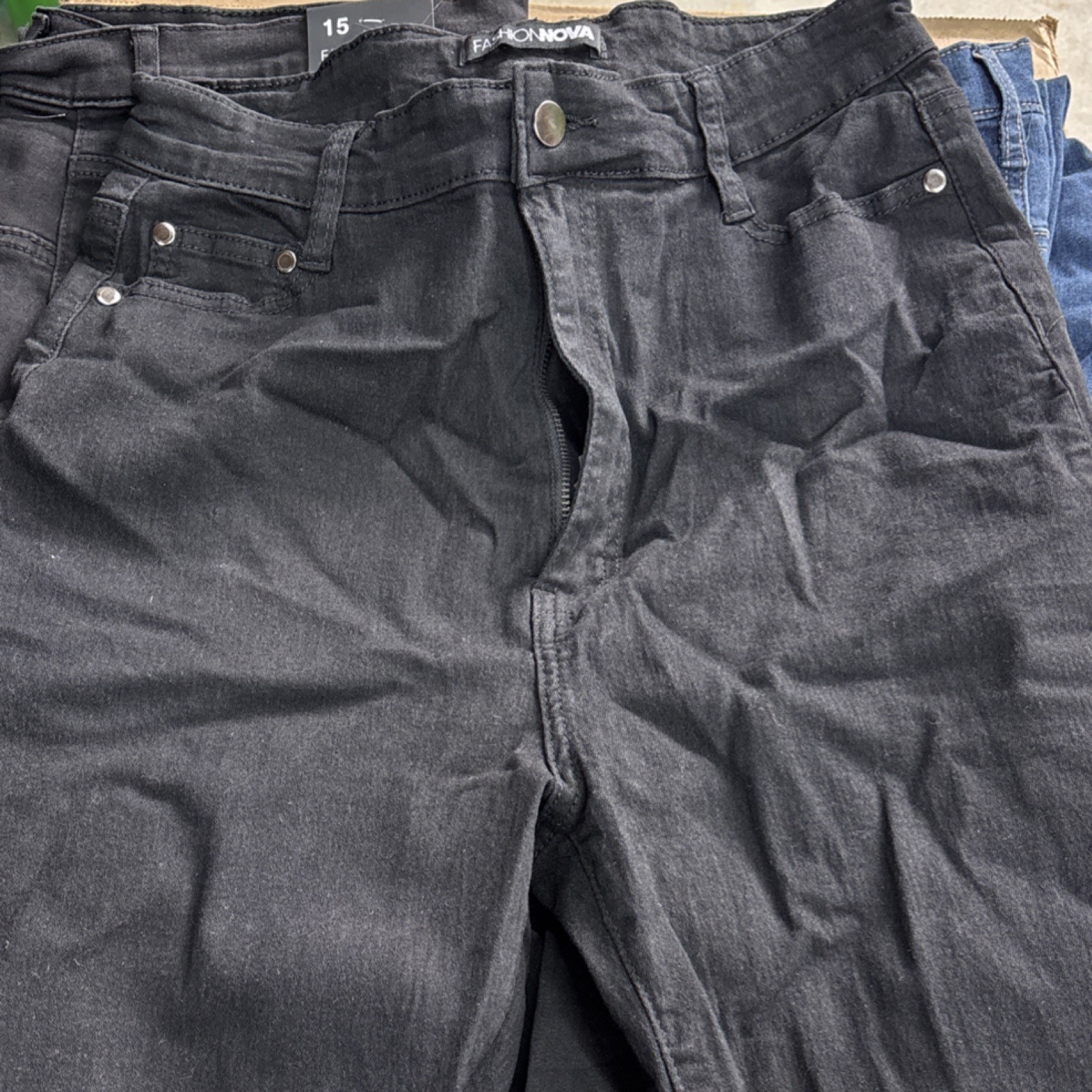 Fashion Nova Women's Blue Black Denim Jeans Size 15 - LOT of 5 Pair image 3