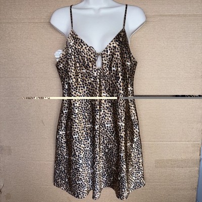Vintage August Silk Intimates Cheetah Leopard Large Polyester Nightgown lingerie