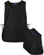 Sivvan 6-Pack Unisex Poly-Cotton Poplin Cobbler Aprons Adjustable Ties - Black