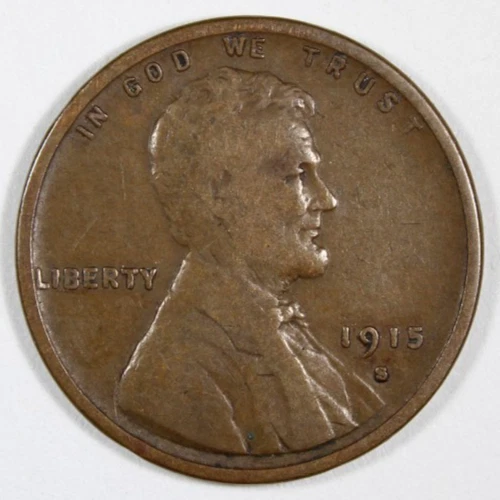 1915-S Lincoln Wheat Cent Semi-Key Date Rare Very Good Free Shipping