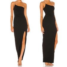 Nookie Black Lust One Shoulder Gown Maxi Dress Side Slit Size Medium