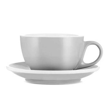 Espresso Parts 6 oz Cappuccino Cup with Saucer Gray & White Cafe Style