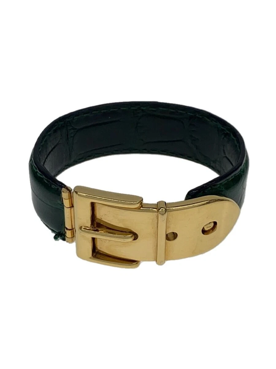 Gucci braccialetto in pelle motivo cintura GRN
