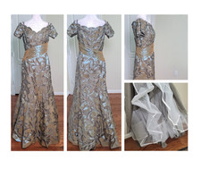Jovani Beaded Lace Taffeta Mermaid Gown Sz 4 Teal Formal Christmas Holiday Party