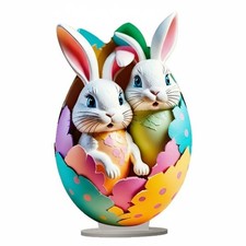 Easter Bunny Egg Ornament Holiday Themed 2D Acrylic Easter Decoration