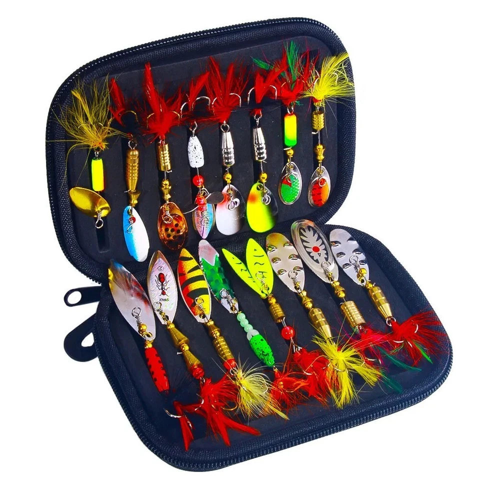 16PCS Spinner Fishing Lure Kit Metal Sequin Spoon Hard Bait Fishing Wobblers Set - Image 2 of 4