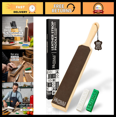 Double-Sided Leather Strop for Knife Sharpening - Easy Use Stropping Kit with Co