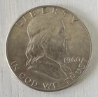1960 Franklin Half Dollar AU KM 199a U.S. 90% silver coin 50c