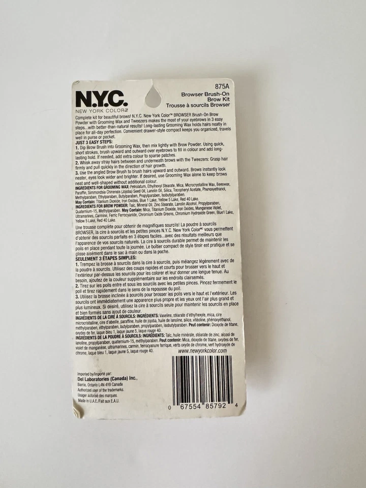 NYC BROWSER Brush On Eye Brow Powder With Grooming Wax & Tweezers ~ 875A BLONDE - Image 2 of 2