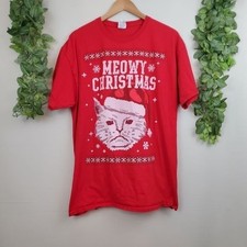 Grumpy Cat Meowy Christmas Holiday Red XL X L...
