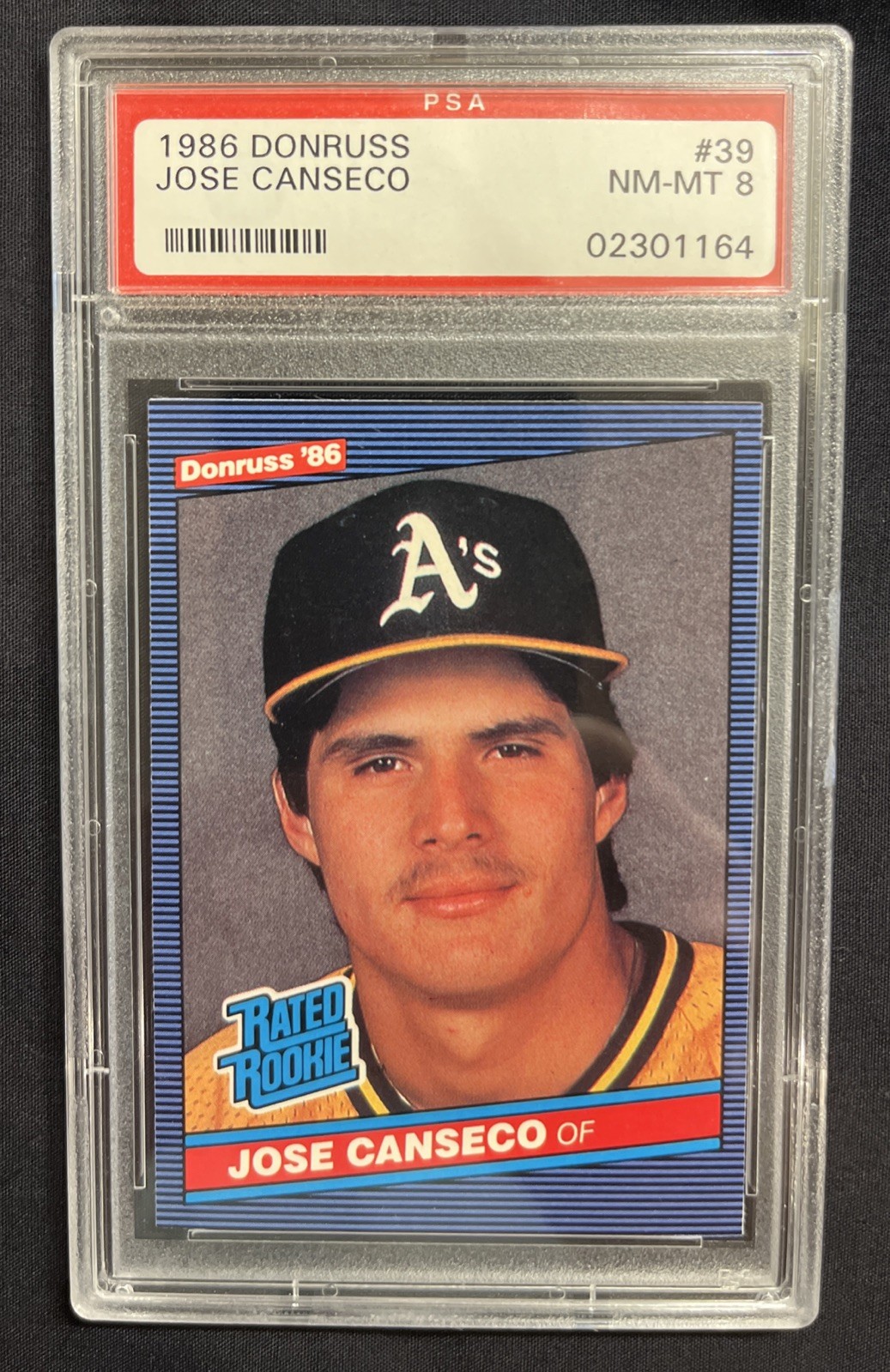 1986 Donruss - Rated Rookie Jose Canseco #39 (RC) PSA 8
