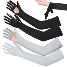 UV Protection Arm Gloves 2 Pairs Sunblock Driving Gloves w/Vent Holes