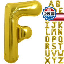 TONIFUL 40 Inch Gold Letter F Balloons, Helium-Filled Foil Mylar Big Balloons fo