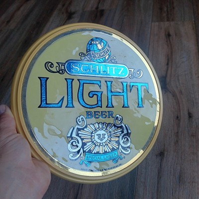 Vintage 1976 Schlitz Light Beer Hard Plastic Button Wall Hung Advertising Sign