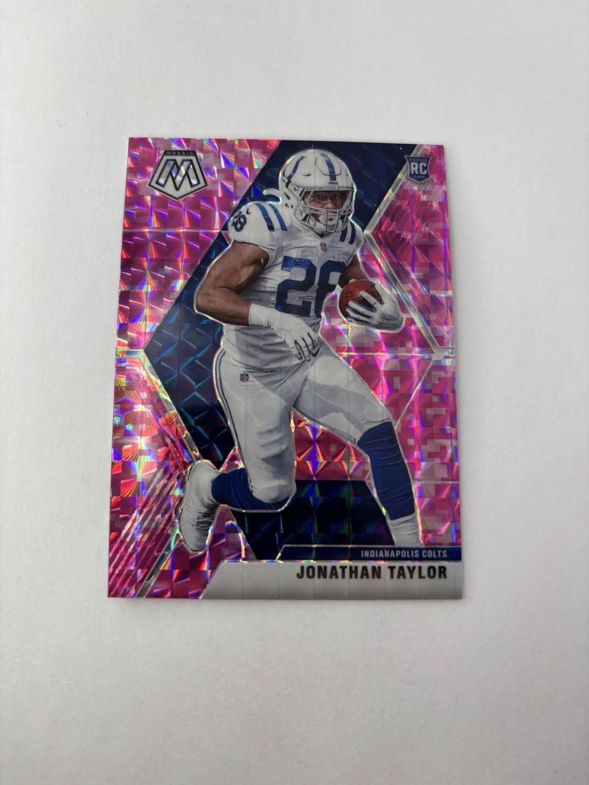 2020 Panini Mosaic - Rookies Jonathan Taylor #216 Camo Pink Mosaic Prizm (RC) SP