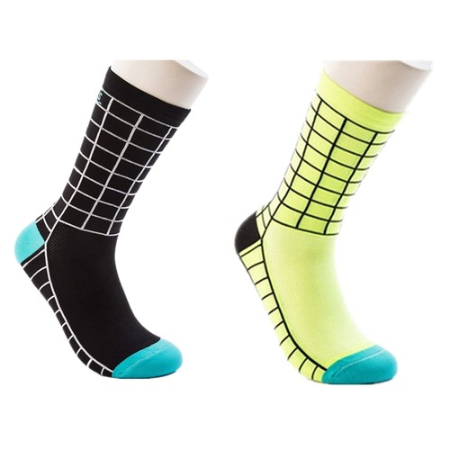 2Pairs Pro Cycling Socks Road Bicycle Riding Bike Sport Ankle Socks Black Yellow