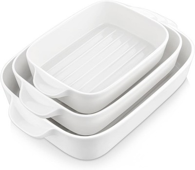 MALACASA, Serie Bake. Bake, 3 teilig Auflaufformen für den Ofen, Porzellan