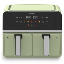 EMtronics 9 Litre Double Basket Air Fryer Large Digital Dual - Sage Green
