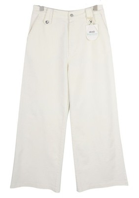 LIU JO Flare Frog Damen Jeans W28 Wide Leg Light White Denim High Waist *