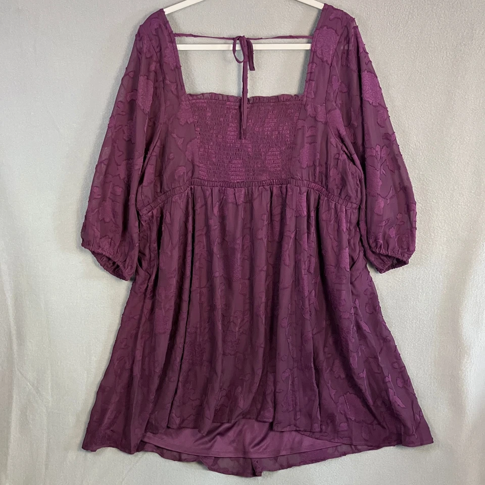 Torrid Womens Mini Clip Floral Square Neck Tiered Dress Size 3X Winter Bloom NWT - Image 2 of 4