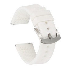 Silicone Watch Bands 22mm Soft Watch Bands with Silver Buckle, White