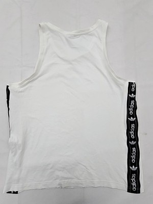 Adidas Herren Tanktop weiß L sportlich ärmellos Baumwollmischung