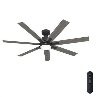 Hunter Fan 70 inch Casual Matte Black Ceiling Fan with Light and Remote Control