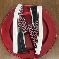 H-E-B HEB Grocery Boat Shoes Canvas Graphic Slip On Men Sz 8 - Women Sz 10