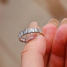 Full Eternity 3.50Ct Radiant Diamond Wedding Band 14k White Gold Finish Size J-W