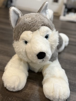 Aurora Realistic Gray Husky Wolf 26   Blue Eyes Dog Plush Large 2016 Rare