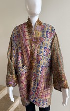 100 Silk Reversible Kantha Jacket, One Size
