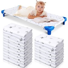 20 Pcs Daycare Cot Sheets Bulk for Toddler Preschool Pure Cotton Breathable S...