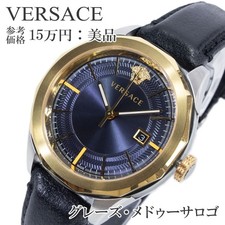 Versace Men's Quartz Watch VERA00218 3-Hand Glaze Dial Used Free Shipping