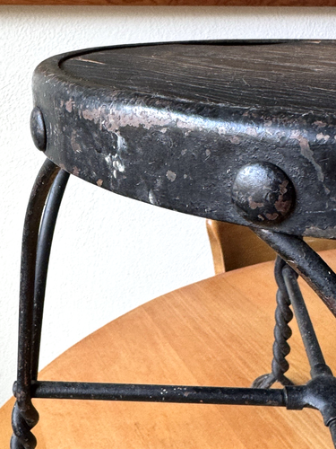 Antique VICTORIAN Twist WROUGHT IRON Ice Cream PARLOR Stool PLANT STAND Vintage - Picture 7 of 15