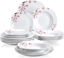 18Pc Dinner Set Porcelain Crockery Round Dinnerware Dining Serving Plates for 6