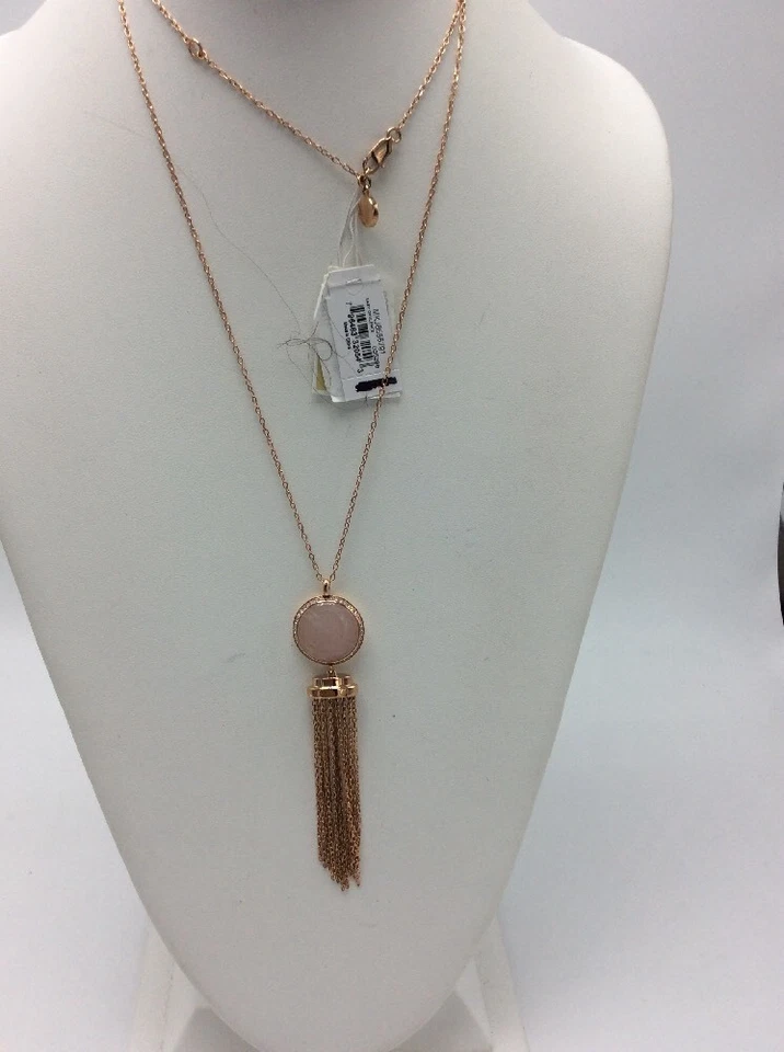 125 美元迈克尔高仕玫瑰金玫瑰粉红色宝石条纹吊坠项链 MK441 — 第 3/4 张图片