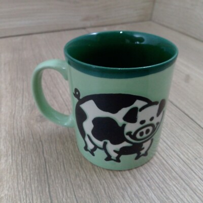 Schwein Becher Just Becher Grün Tee Kaffeebecher Tier Bauernhof Vintage