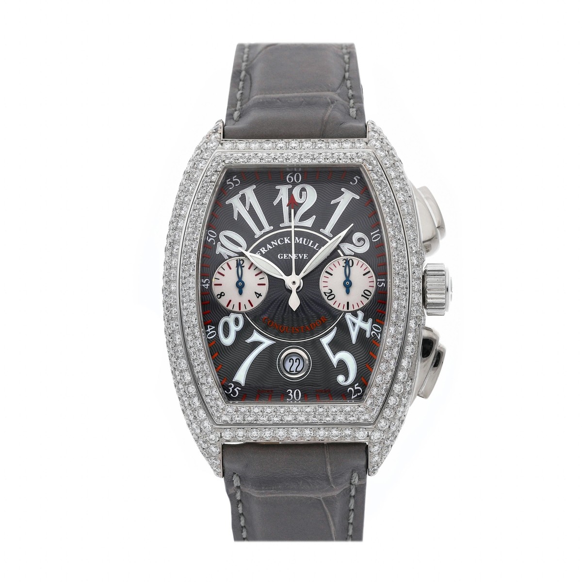 Franck Muller Conquistador Auto Gold Diamonds Mens Strap