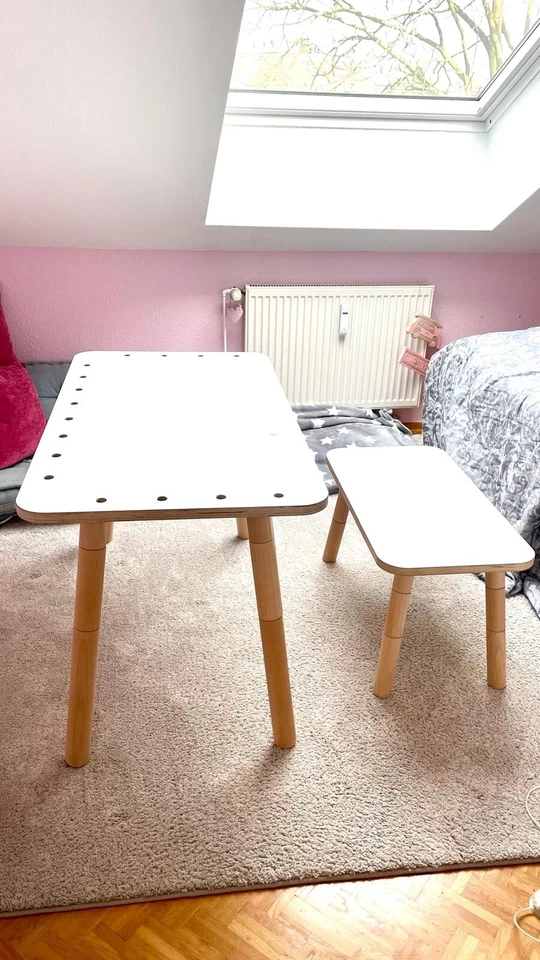 Kindertisch + Sitzbank "growing table" - weiß