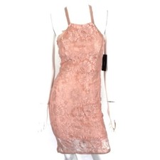 Lulus Pink Lace Bodycon Mini Dress Halter Backless Sexy Party Clubwear Small