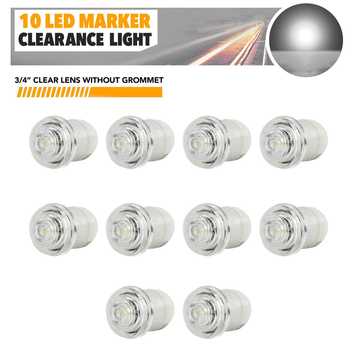 10 New 3/4 White LED Marker Clearance Lights For Trailer Truck RV -24022 - Foto 2
