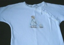 Vintage Carter's Infant White One Piece Footed Sleeper Outfit Girl Duck 0-3 M