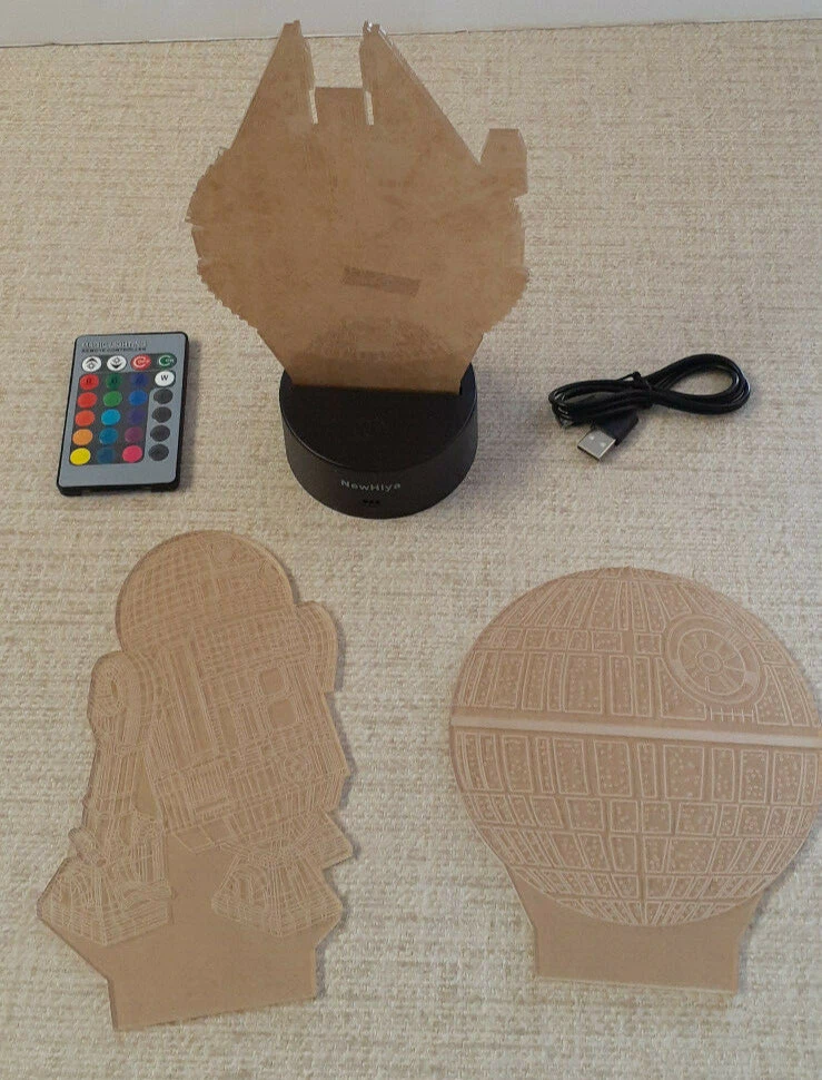 New Hiya 3D Star Wars Night Light 7 Color Change 3 Clear Plastic