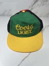 Vintage 90s Coors Light Beer Snapback Hat Cap Rasta Color Embroidered Logo NEW 