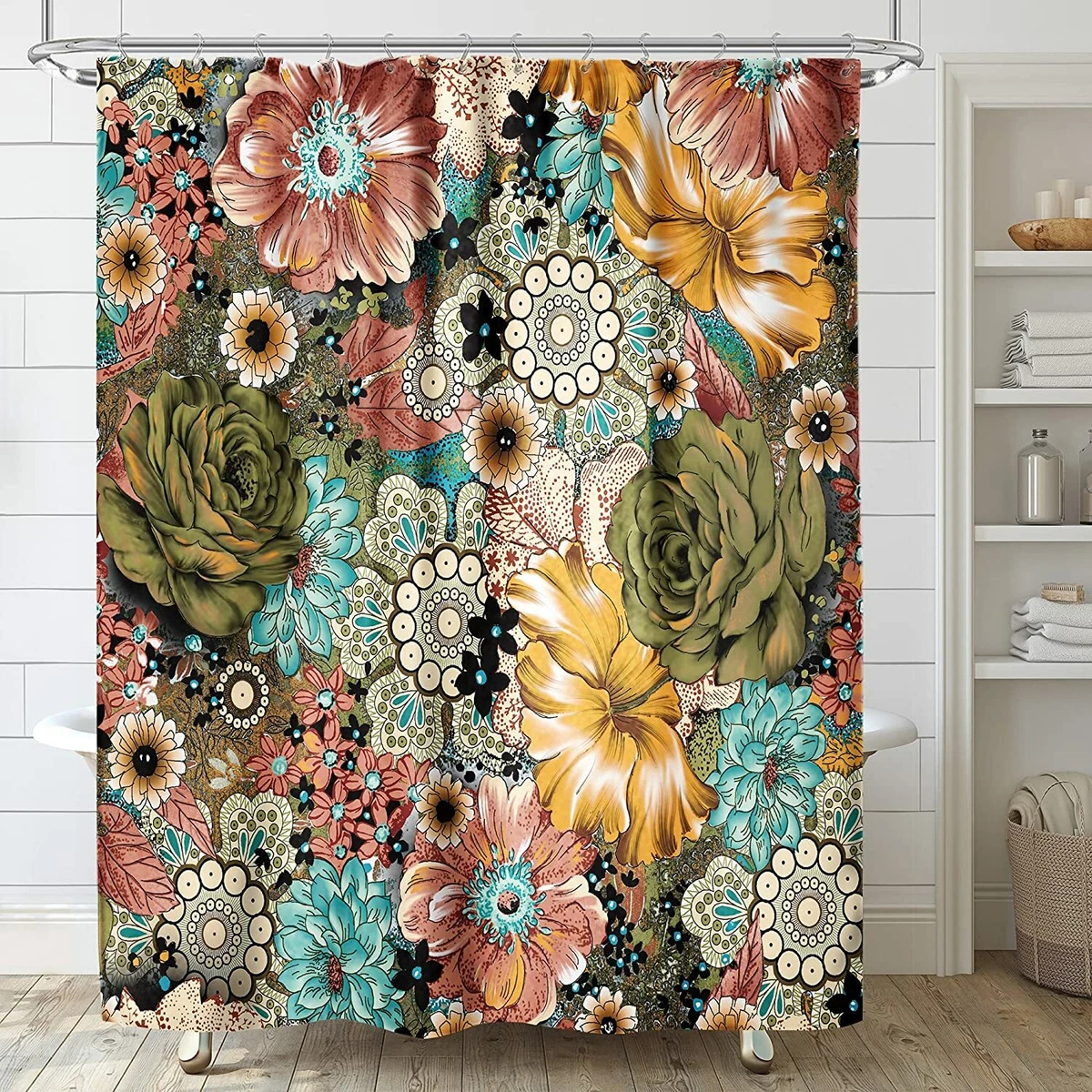 Beautiful Flower Colorful Paisley Shower Curtains for Bathroom