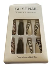 False Nail Professional One Minute Nail Long Chocolate Hearts New In Box