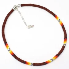 Handmade beaded Brown woven Rope necklace