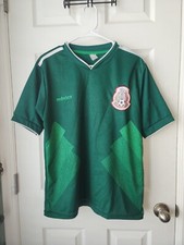 Mens Mexico Soccer Jersey Green Short Sleeve V Neck T-shirt SZ L